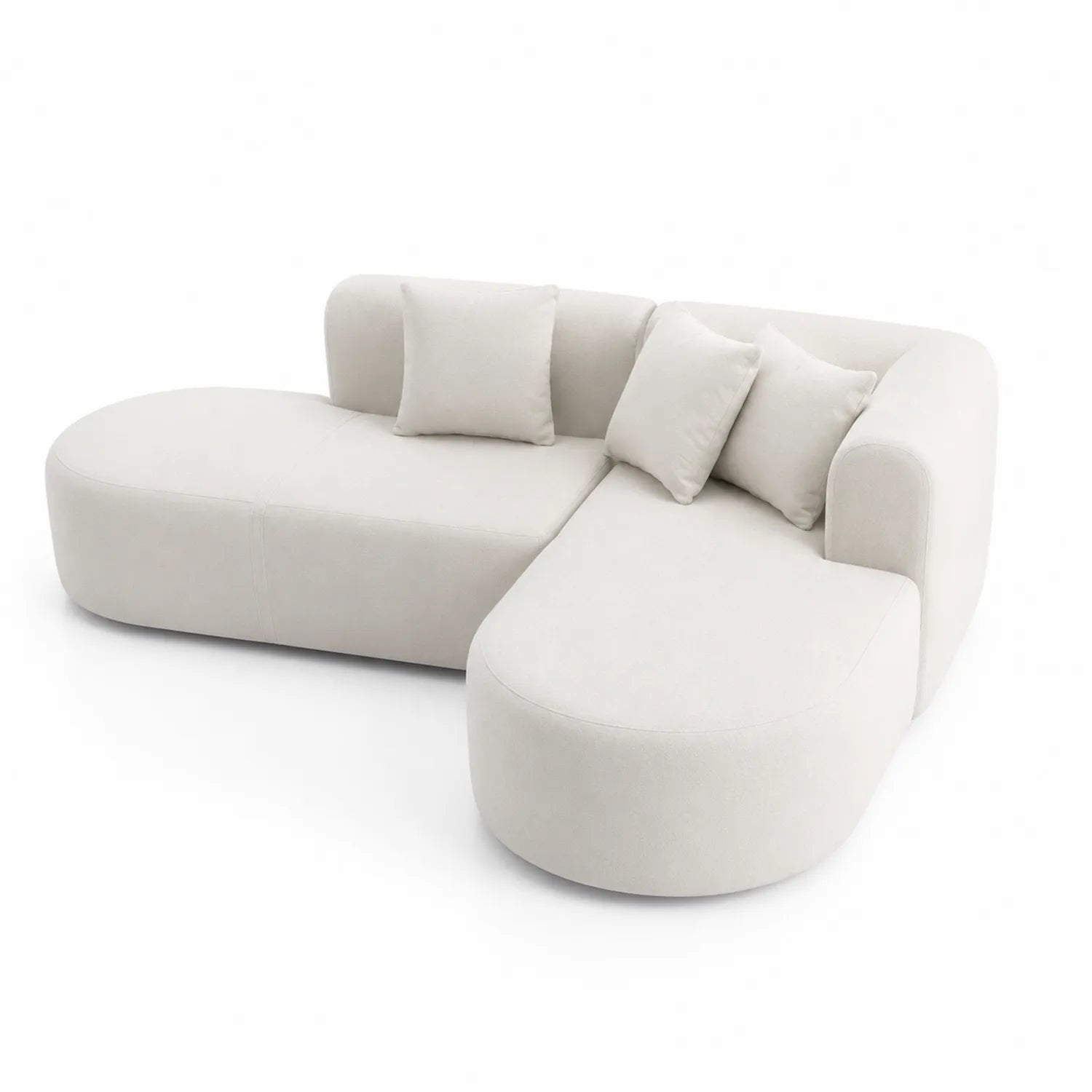 Sofa narożna tkanina poliestrowa kremowa 280x210 cm