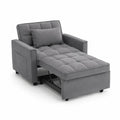 Rozkładana sofa z podłokietnikami z tkaniny i metalu Szara