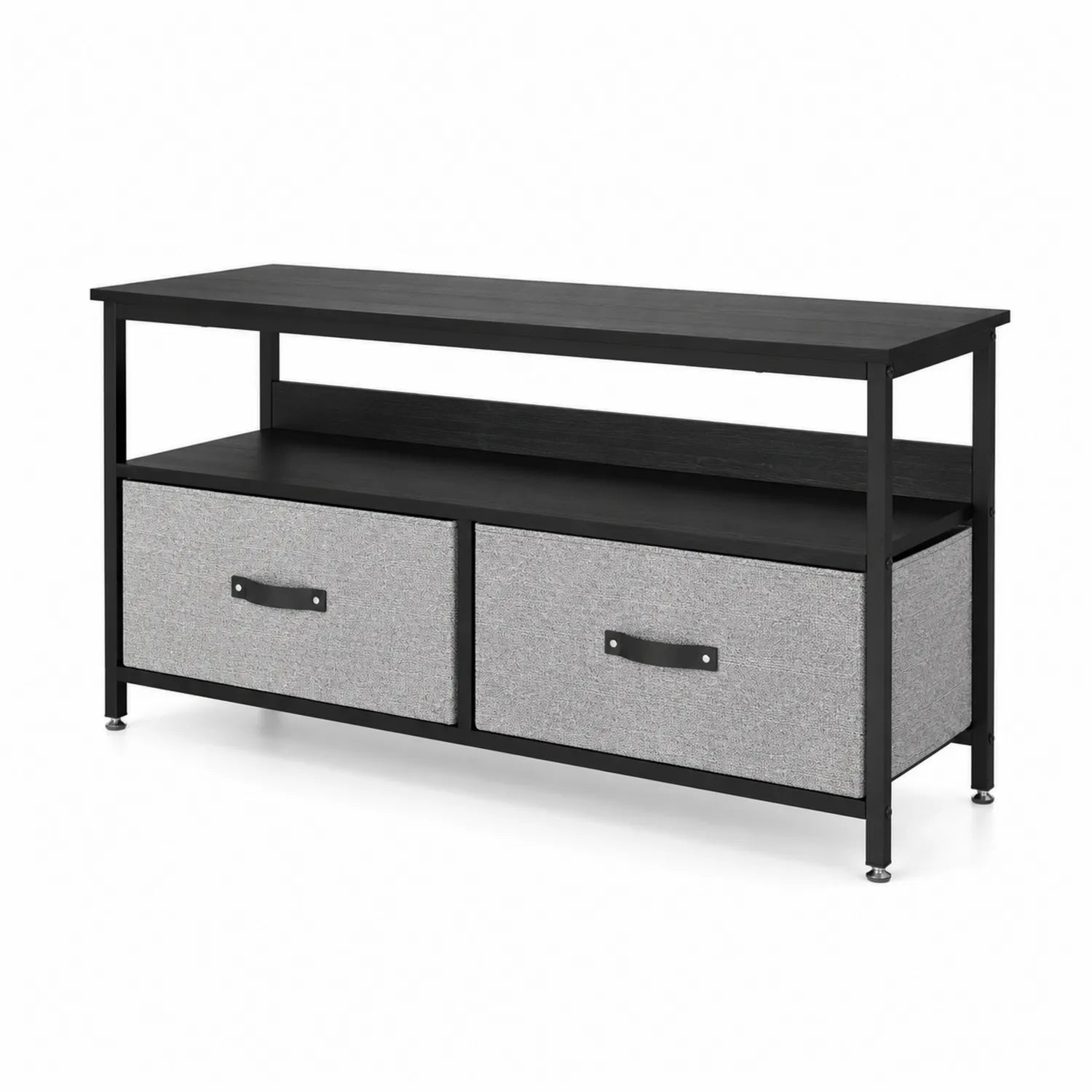 Szafka RTV z szufladami metalowa 110 cm Czarny/Szary