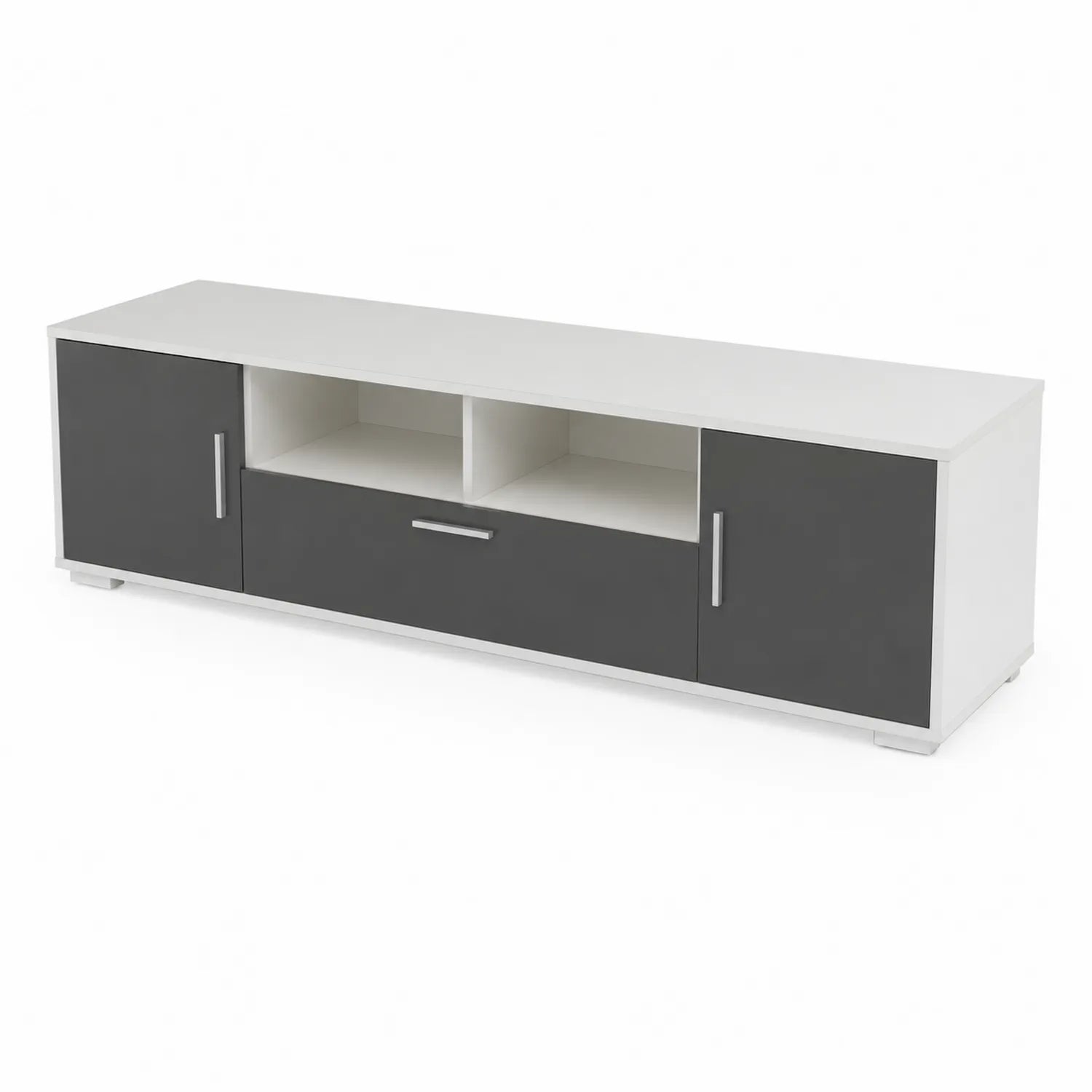 Szafka RTV prostokątna z drewna kompozytowego 140x40x45 cm Biały/Szary