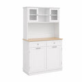Biały kredens kuchenny z MDF i dębowym blatem 180x100x40 cm