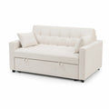 Biała sofa rozkładana z eko-skóry 200x90x95 cm