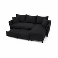 Sofa narożna z funkcją rozkładania, poliester, czarna